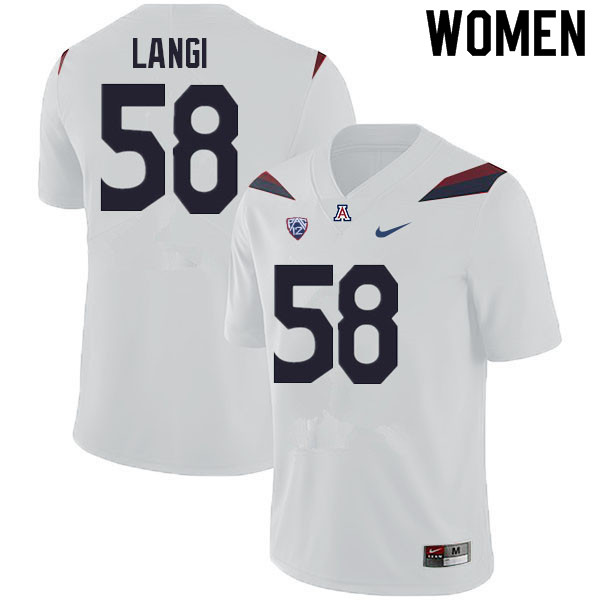 Women #58 Sam Langi Arizona Wildcats College Football Jerseys Sale-White - Click Image to Close